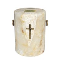 Kamienna urna z naturalnego onyksu / Plakietka