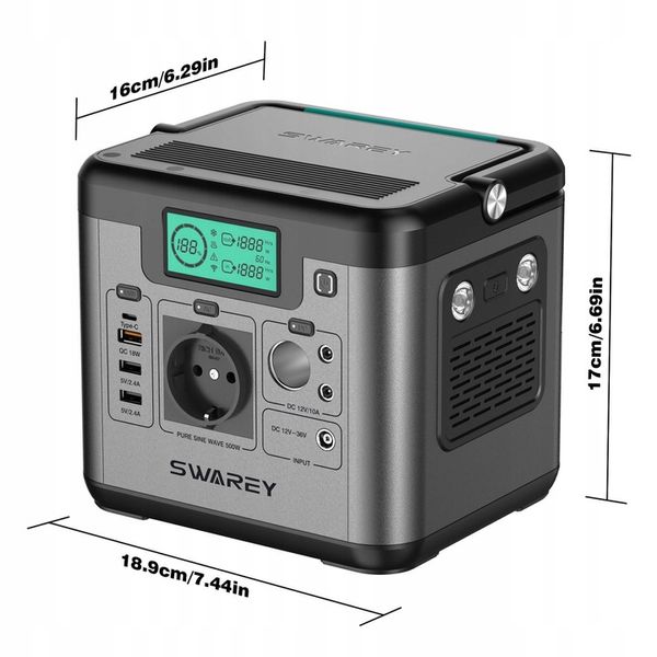 POWER BANK GENERATOR SOLARNY SWAREY 518Wh type C PD 65W+100W SOLAR zdjęcie 4