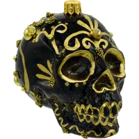 Bombka choinkowa szklana: Czaszka w stylu Meksykańskim: złota