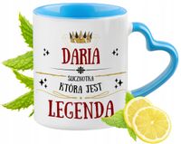 Dla Darii Kubek Błękitny Z Uszkiem W Kształcie Serca Na Prezent Z Nadrukiem