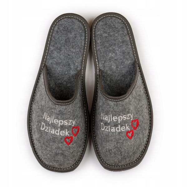 Kapcie Najlepszy Dziadek Filc Ciepłe Dzień Dziadka zdjęcie 1