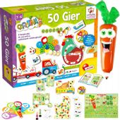 LABORATORIUM 50 GIER ZESTAW EDUKACYJNY ŚWIECĄCA MARCHEWKA KARTY MEMO PUZZLE