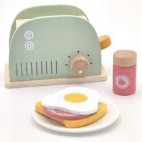 DREWNIANY TOSTER ZESTAW ŚNIADANIOWY PASTELOWY AGD KUCHNIA GOTOWANIE