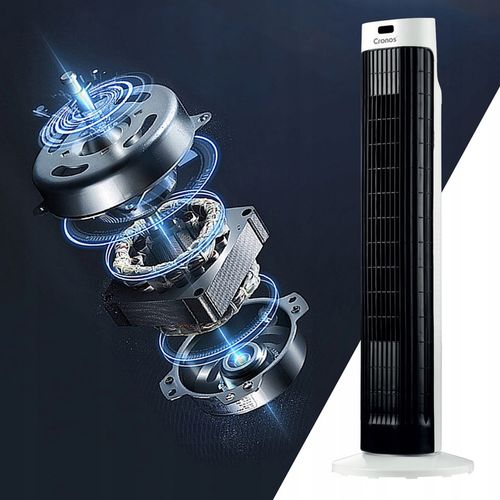 WENTYLATOR KOLUMNOWY WIATRAK STOJĄCY PODŁOGOWY WIEŻOWY DUŻY CICHY SWING 45W na Arena.pl