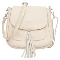 VERA PELLE torebka skórzana listonoszka na ramię z klapą V657 kremowa