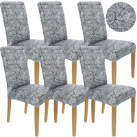 Zestaw 6Szt. Pokrowiec Na Krzesło Szary Wzory Elastyczny [21Cg-6Szt]