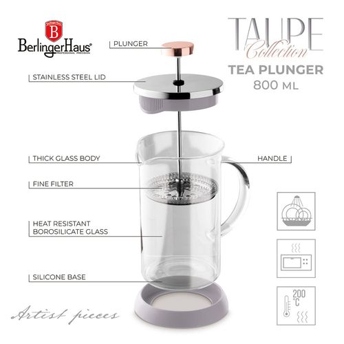 zaparzacz tłokowy do kawy herbaty 800ml berlinger haus bh-8589 taupe na Arena.pl