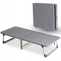 Łóżko Polowe Rozkładane Turystyczne Składane Z Materacem Szare VERITAS