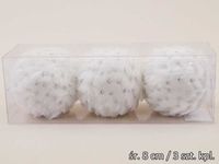 bombki 3szt BIAŁE WŁOCHATE TG42588