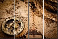 120CM 80 OBRAZ 4 ELEM MAPA ŚWIATA ŚCIENNY