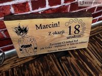 Drewniana deska kartka urodziny grawer logo