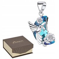 ZAWIESZKA SREBRO 925 Z DUŻĄ KOLOROWĄ CYRKONIĄ KSIĘŻYC KWIAT KOLIBER