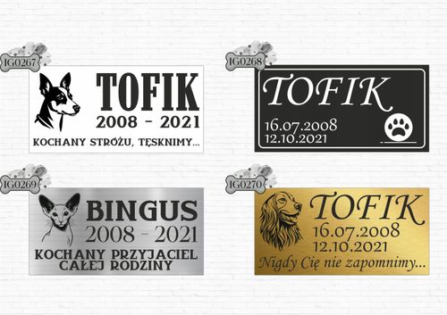 GRAWER Tablica nagrobna nagrobkowa dla zwierząt kota psa biała 20x10 cm na Arena.pl