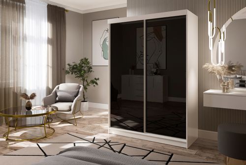 Szafa Przesuwna PARIS 150 Połysk czarna na Arena.pl