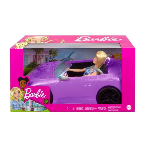 BARBIE AUTO KABRIOLET fioletowy SAMOCHÓD DLA LALEK Barbie zestaw z lalką na Arena.pl