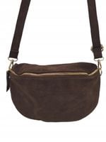 Torebka listonoszka nerka skóra naturalna zamsz brąz czekolada TS 04-540