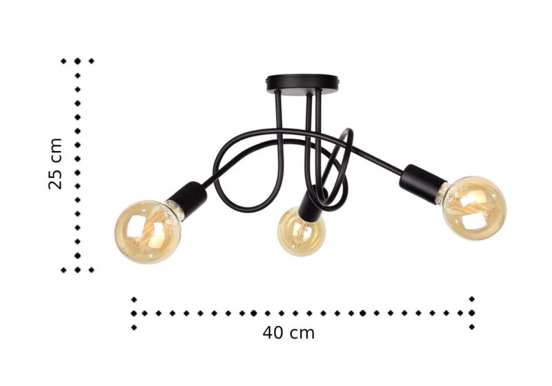 Lampa sufitowa 3xE27 RUMBA BLACK zdjęcie 3