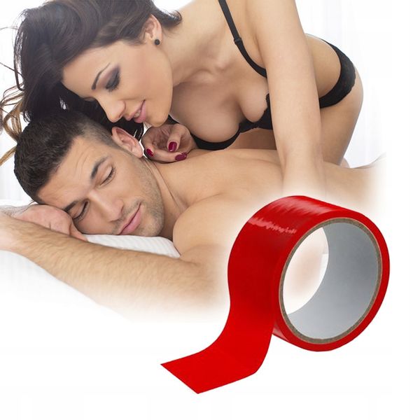 Taśma samoklejąca, czerwona. Zabawy BDSM. zdjęcie 2