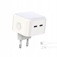 2 x ŁADOWARKA SIECIOWA XO 35W 2x USB-C SZYBKIE ŁADOWANIE PD KABEL LIGHTNING