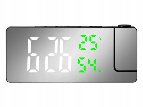 ZEGARY BUDZIK ELEKTORNICZNY CYFROWY Z PROJEKTOREM LED LUSTRO TERMOMETR na Arena.pl