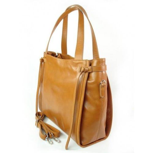 Duża włoska torebka Vera Pelle na ramię ,pojemna Camel WLB199C na Arena.pl