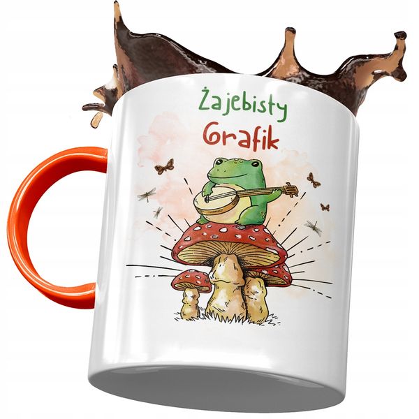 Kubek Pomarańczowy Dla Grafika Żajebisty Grafik Z Nadrukiem Ze Zdjęciem zdjęcie 1