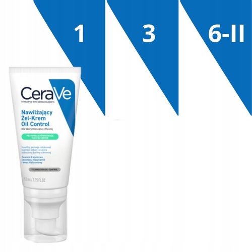 Nawilżający Żel-Krem Oil Control CeraVe dla skóry mieszanej i tłustej 52ml na Arena.pl