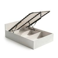 Łóżko z Pojemnikiem 100x200 cm Stelaż Podnoszony Metalowy Białe