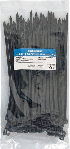 Opaski Zaciskowe Heckermann 100Szt - Czarne zdjęcie 7
