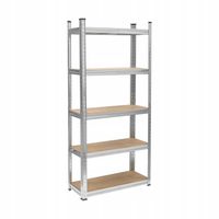 Regał magazynowy metalowy 150x70x30 garażowy srebrny 5 półek Rebel