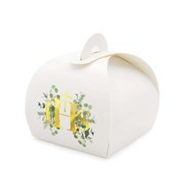 Pudełka na prezenty dla gości Komunia Święta IHS eukaliptus, 6 szt.