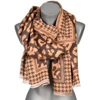 Brązowy Duży Szalik Damski Bawełniany Ciepły Szal Cętki Ax-108