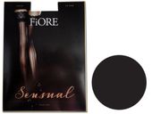 Pończochy samonośne ze szwem piękną koronką Fiore Black 3