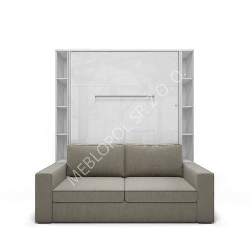 Półkotapczan MEBLOPOL 140V pionowy z sofą i regałami WHITE/WHITE MATT na Arena.pl