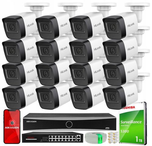 Zestaw do Monitoringu 16 Kamer 4MPx 2K+ Zewnętrzny PoE HiLook by Hikvision na Arena.pl