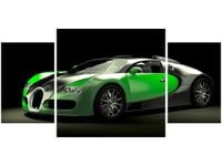 80X40CM ZIELONE BUGATTI VEYRON TRÓJ OBRAZ