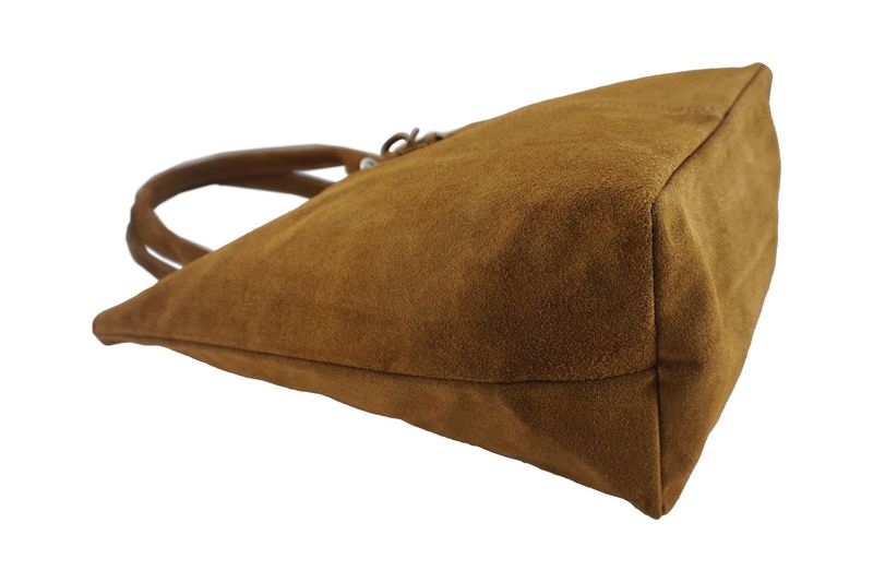 Shopper bag - torebka damska zamszowa - Brązowa jasna zdjęcie 2