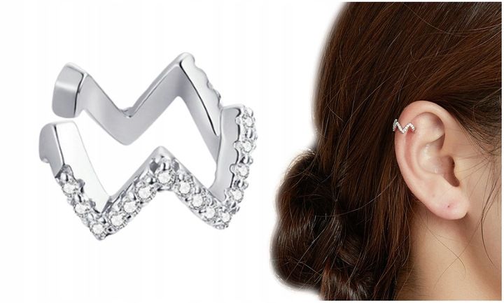 Kolczyk Nausznica Kolczyk Cyrkonie Nausznica Srebro 925 zdjęcie 1