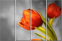 120CM 80 OBRAZ 4 ELEM CZEROWNE TULIPANY ŚCIENNY
