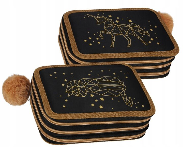 PIÓRNIK TRZYKOMOROWY Z WYPOSAŻENIEM DLA DZIEWCZYNKI ZŁOTY KOTEK JEDNOROŻEC zdjęcie 2