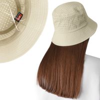 KAPELUSZ Letni z SIATKĄ Oddychająca Bawełna Bucket Hat BEŻOWY Pako Jeans