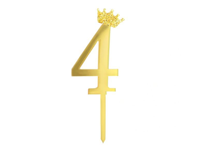 Topper na tort cyfra "4", złota zdjęcie 1