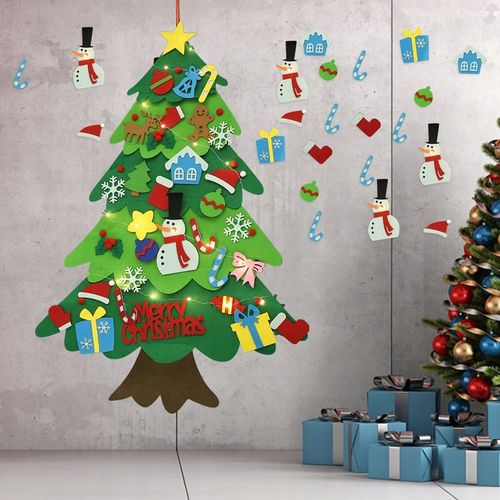 CHOINKA FILCOWA NA RZEPY Z OZDOBAMI DLA DZIECI ŚWIATEŁKA 50 LED NA ŚCIANĘ na Arena.pl