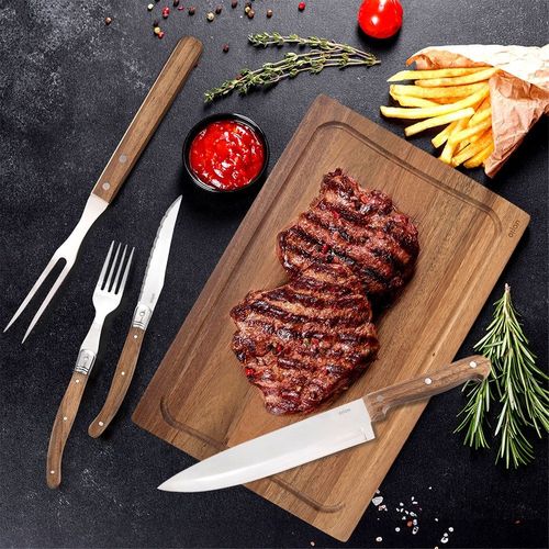 Zestaw Prezentowy Sztućce Noże Deska do Steków Burgerów Mięsa Grilla Pizzy na Arena.pl