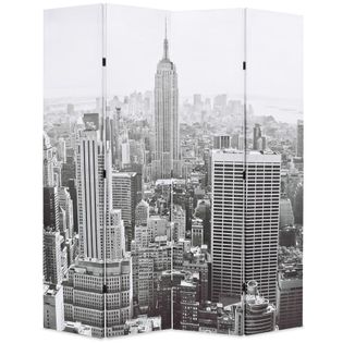 Składany parawan, 160x170 cm, Nowy Jork za dnia, czarno-biały