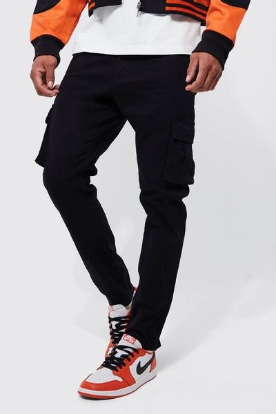 1F1A14 A02 BOOHOOMAN CZARNE RURKI CARGO SKINNY 32 zdjęcie 2