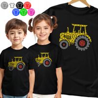KOSZULKA DZIECIĘCA TSHIRT - KOLOROWE KROPKI TRAKTOR DZIEŃ KROPKI - 134 M