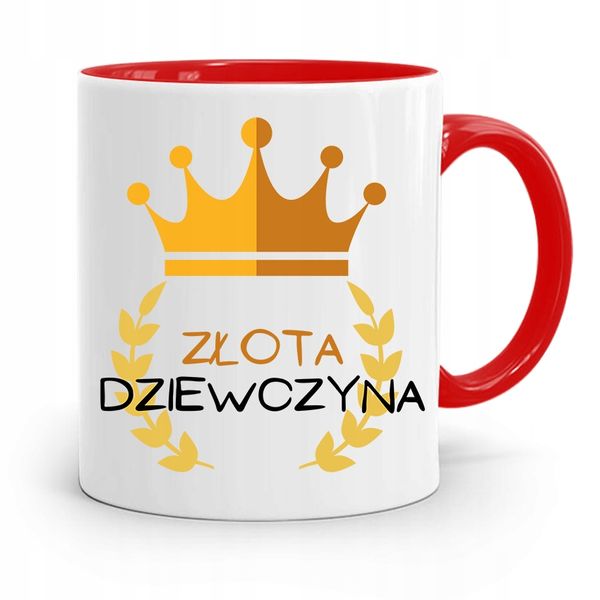 Kubek Czerwony Dla Dziewczyny Złota Dziewczyna Z Nadrukiem Ze Zdjęciem zdjęcie 1