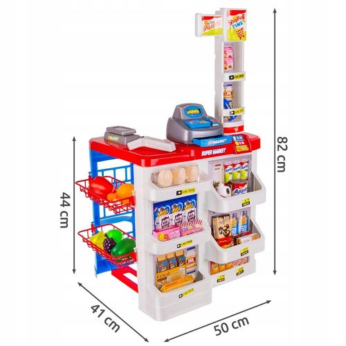 Supermarket Sklep Kasa dla Dzieci Stragan + Wózek Koszyk z Akcesoria Duży na Arena.pl