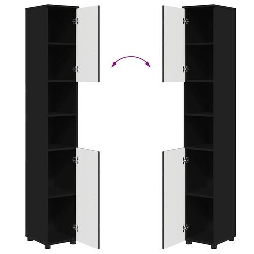 Wysoka szafka łazienkowa z drzwiami Czarny 30 x 35 x 192 cm na Arena.pl